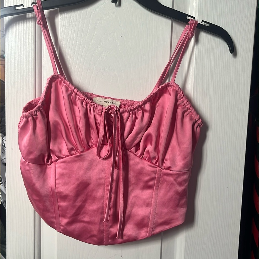 LA hearts pink corset top